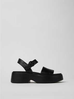 Camper Tasha Black Platform Leather Sandal